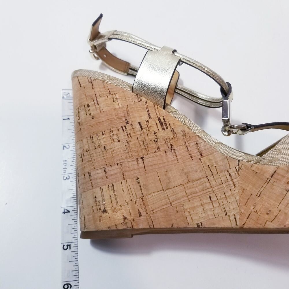 Coach Ivory Metallic Cork Wedge Sandals - Picture 11 of 13